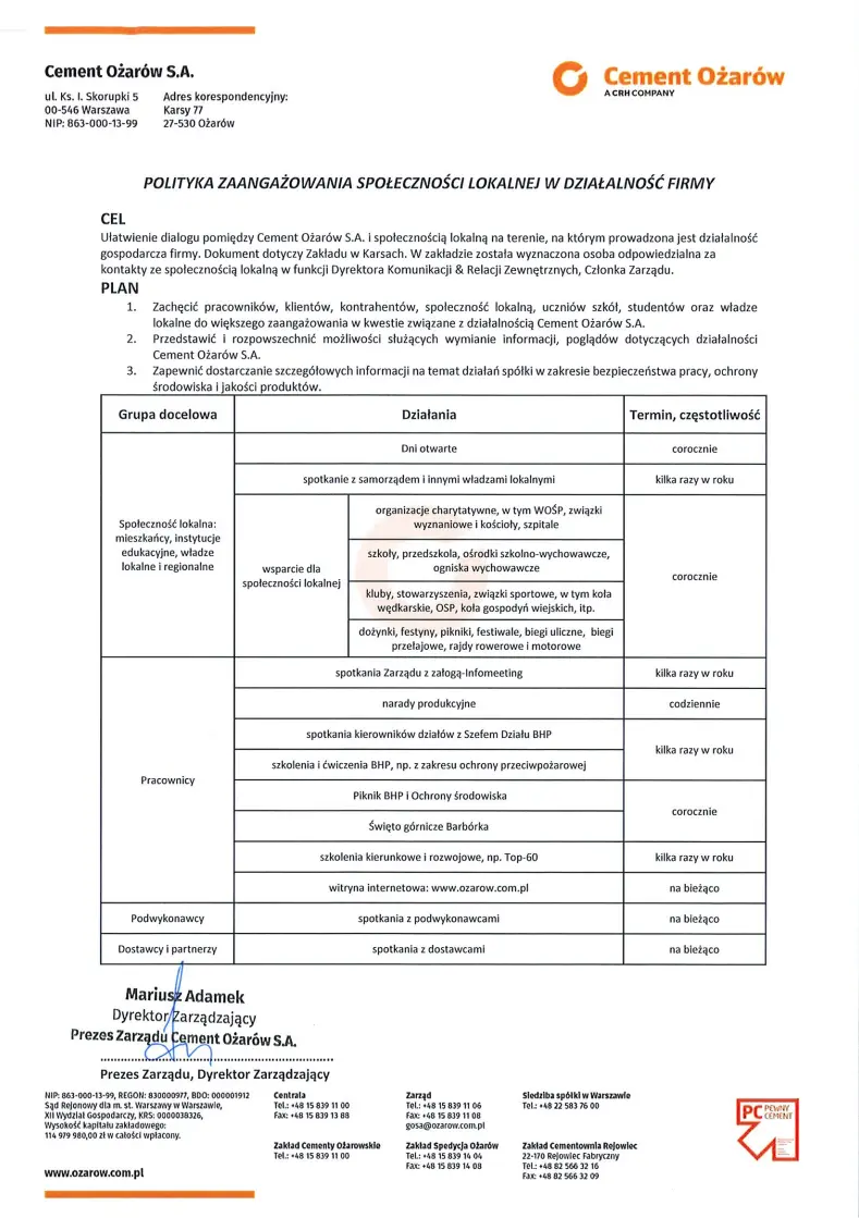 Polityka zaangażowania społeczności lokalnej